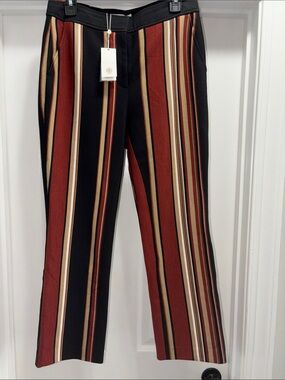 Tory Burch Striped WoolKnit Black/Khaki/Rust Women Dress Pants